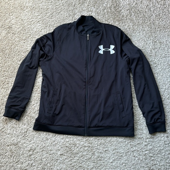 EUC Men’s Under Armour Black/Neon Green Reversible Full Zip Up Jacket Size XXL - Picture 6 of 9
